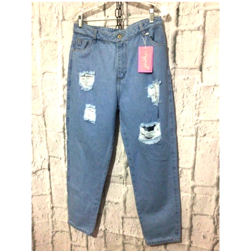 Trendy Distressed Blue Jeans